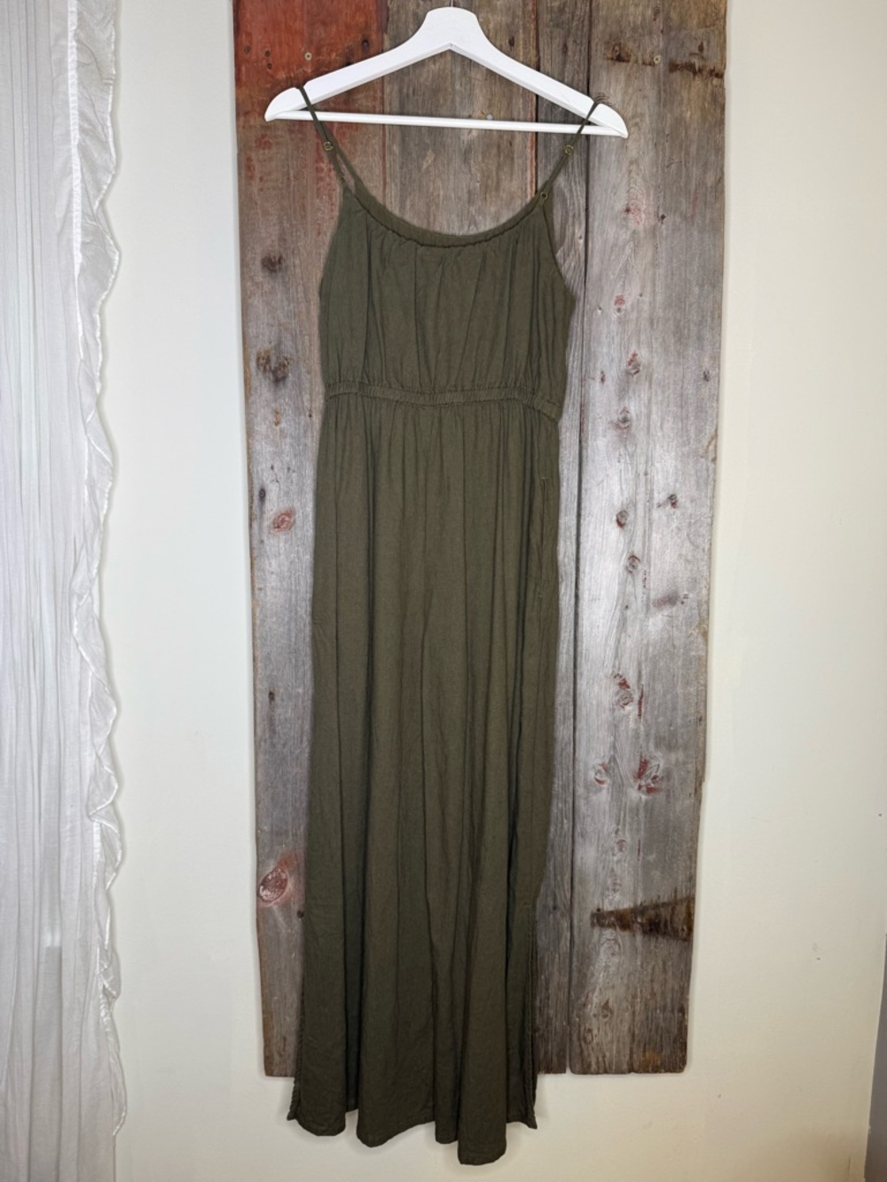 Haute Hippie Style Linen Blend Wide Leg Jumpsuit in Olive XS